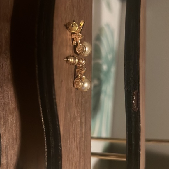 Plated Zirconia Knot Pearl Stud Earrings - Picture 6 of 7